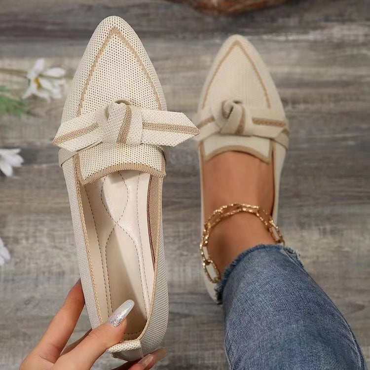 Fashion Pointed Toe Bow Flat Shoes