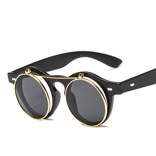 Sunglasses Brand Designer Retro Round Steampunk