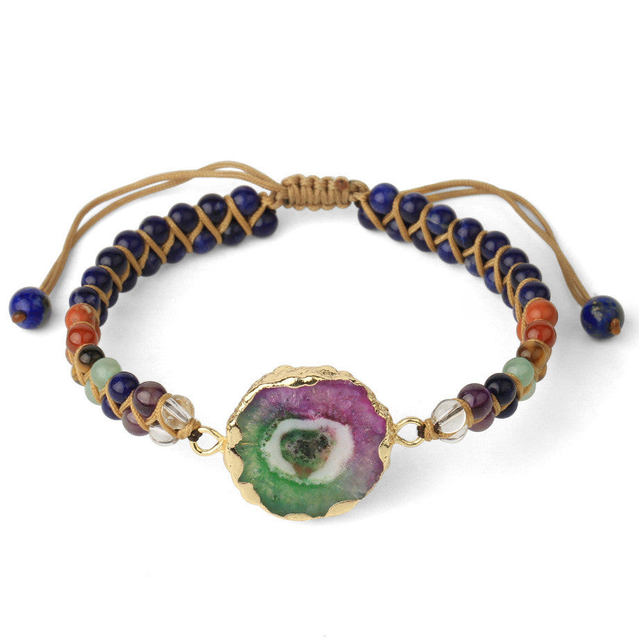 Agate Natural Crystal Beaded Braided Bracelet