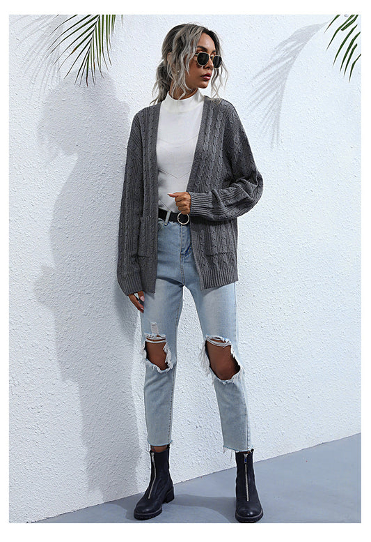 Ladies Knitted Forest Twist Sweater Coat