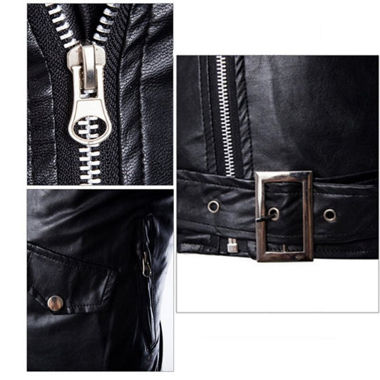 Four Seasons Fashion Men's Motorcycle Pull Leather Jacket
