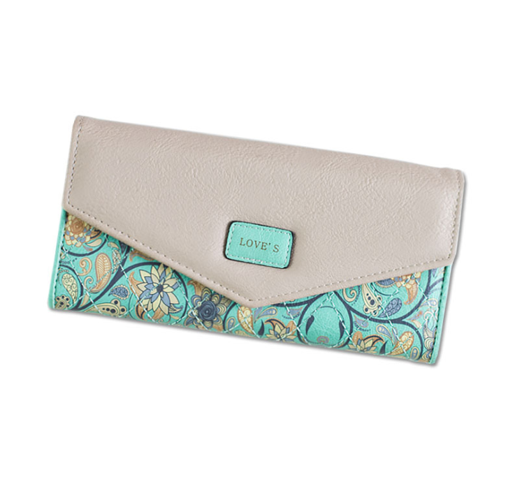 Large capacity buckle three fold leather clip wallet