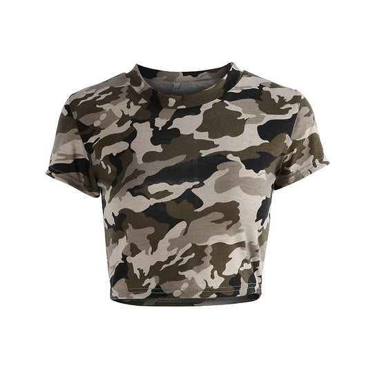 Short Cropped High Waist Short Sleeve