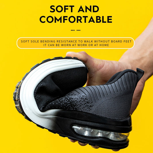Men Work Shoes Steel Toe Shoes Puncture-Proof Work Sneakers Work Boots Safety Shoes for Men Mesh Lightweight Anti-smashing Shoes