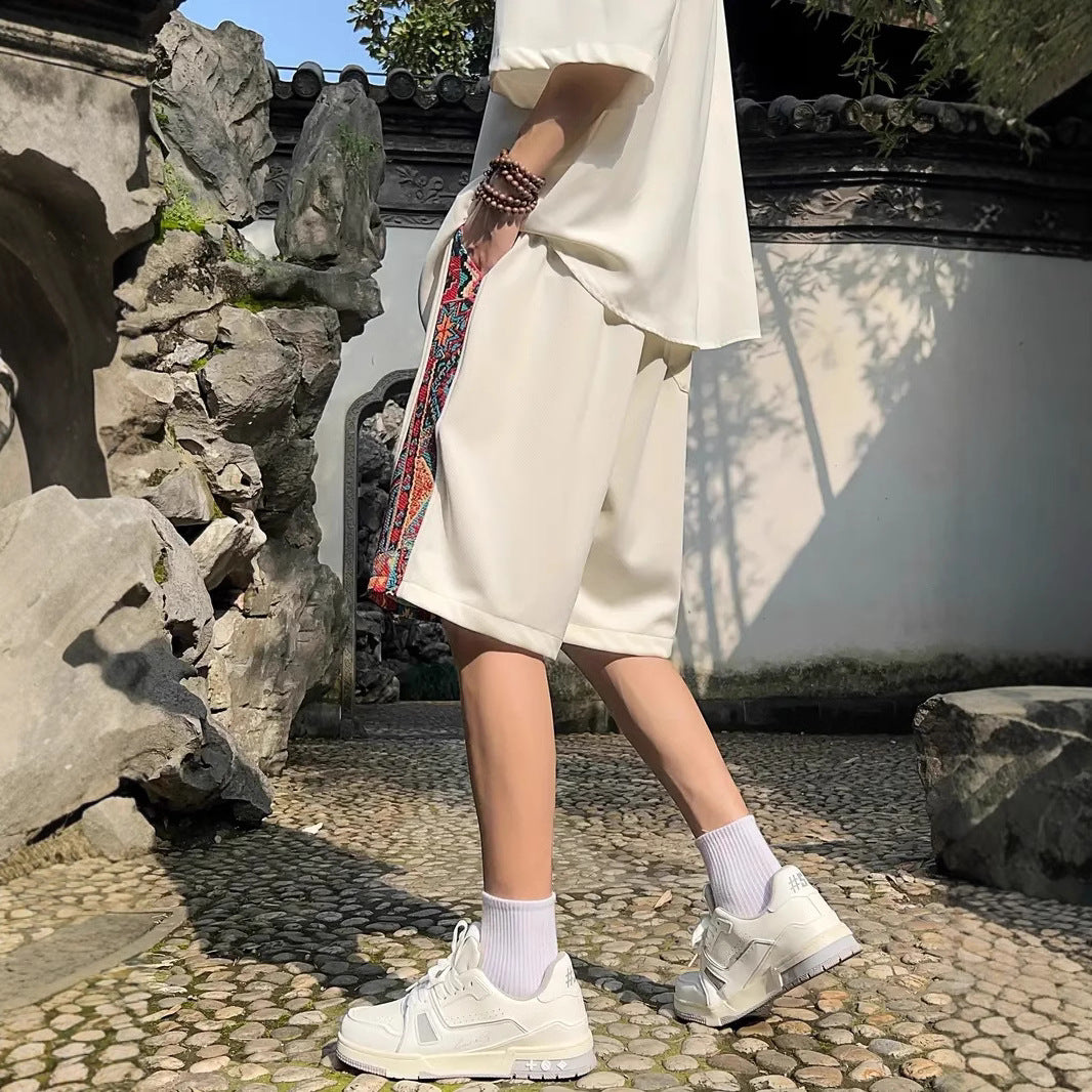 Mens Ethnic-style Casual Capri Shorts Loose Fit