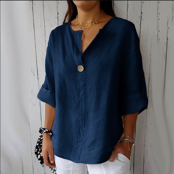 V-neck Long-sleeved T-shirt