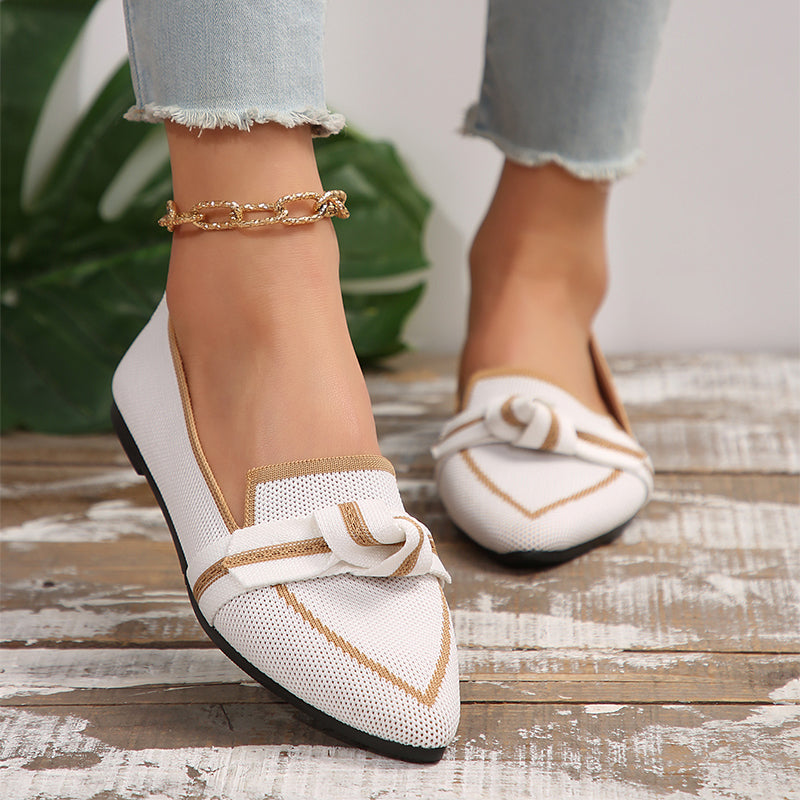 Fashion Pointed Toe Bow Flat Shoes