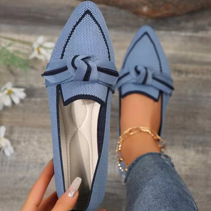 Fashion Pointed Toe Bow Flat Shoes