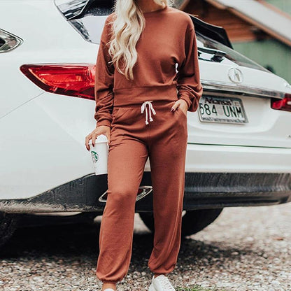Crew Neck T-shirt Trousers Set Casual