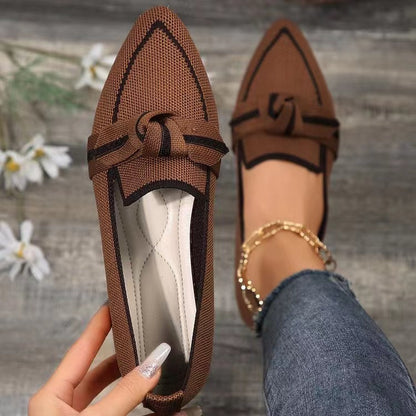 Fashion Pointed Toe Bow Flat Shoes
