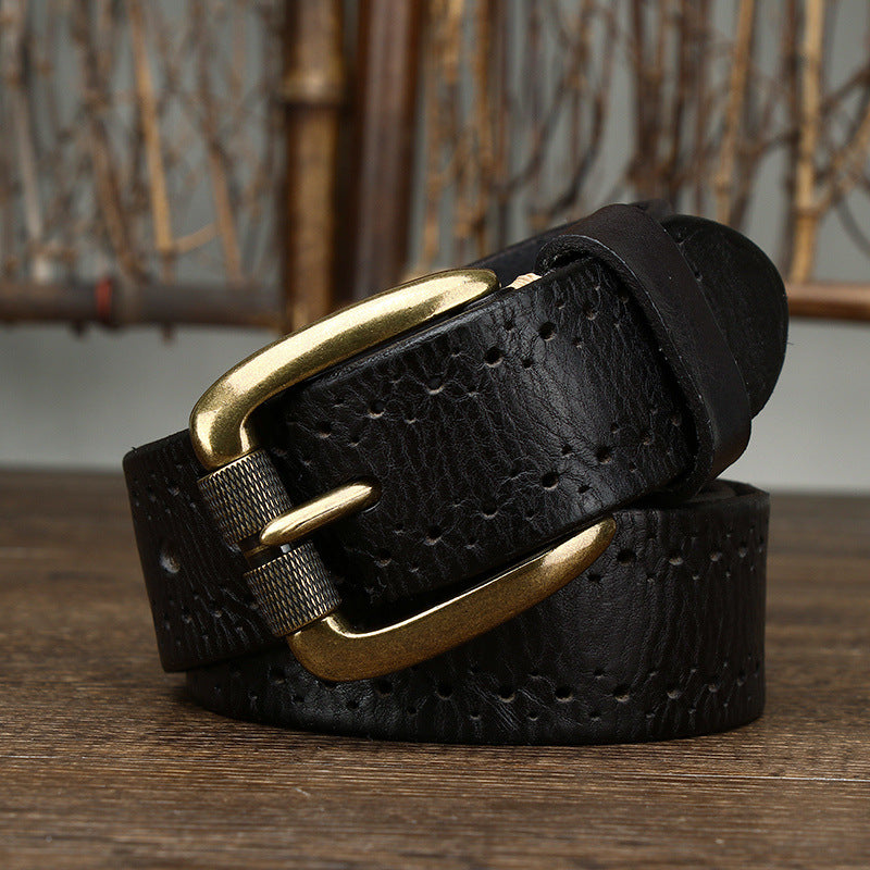 Hollowed-out First-Leather Belt For Jeans
