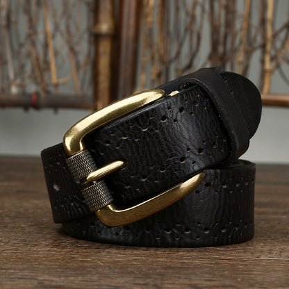 Hollowed-out First-Leather Belt For Jeans