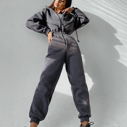 Casual Women Basic Hoodie Two Piece Sets