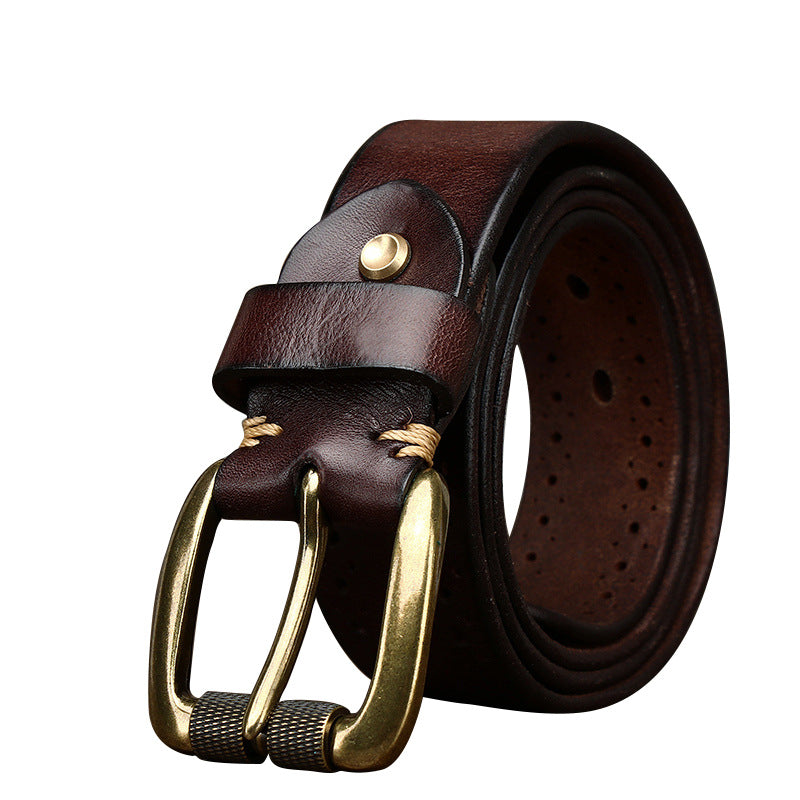 Hollowed-out First-Leather Belt For Jeans