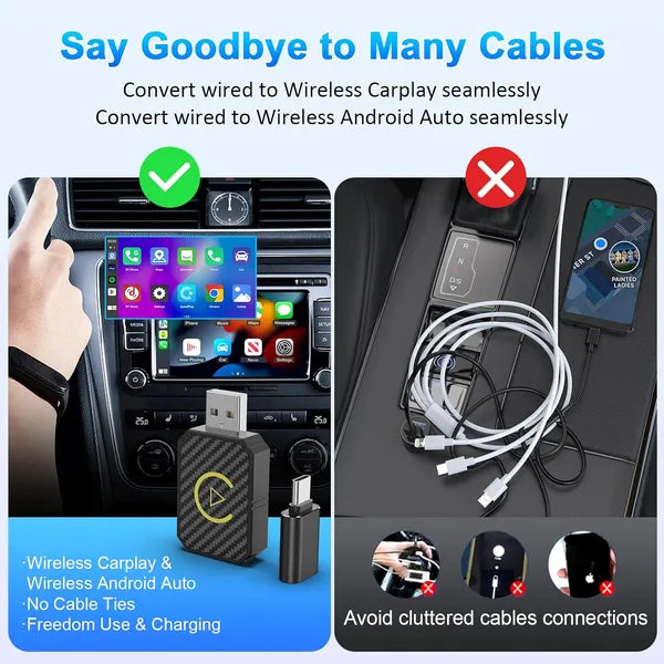 2 In 1 Wireless Apple CarPlay Adapter, For Both Apple And Android, Cars From 2017