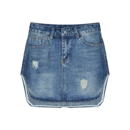 Women's High Waist Slim Retro Denim Skirt