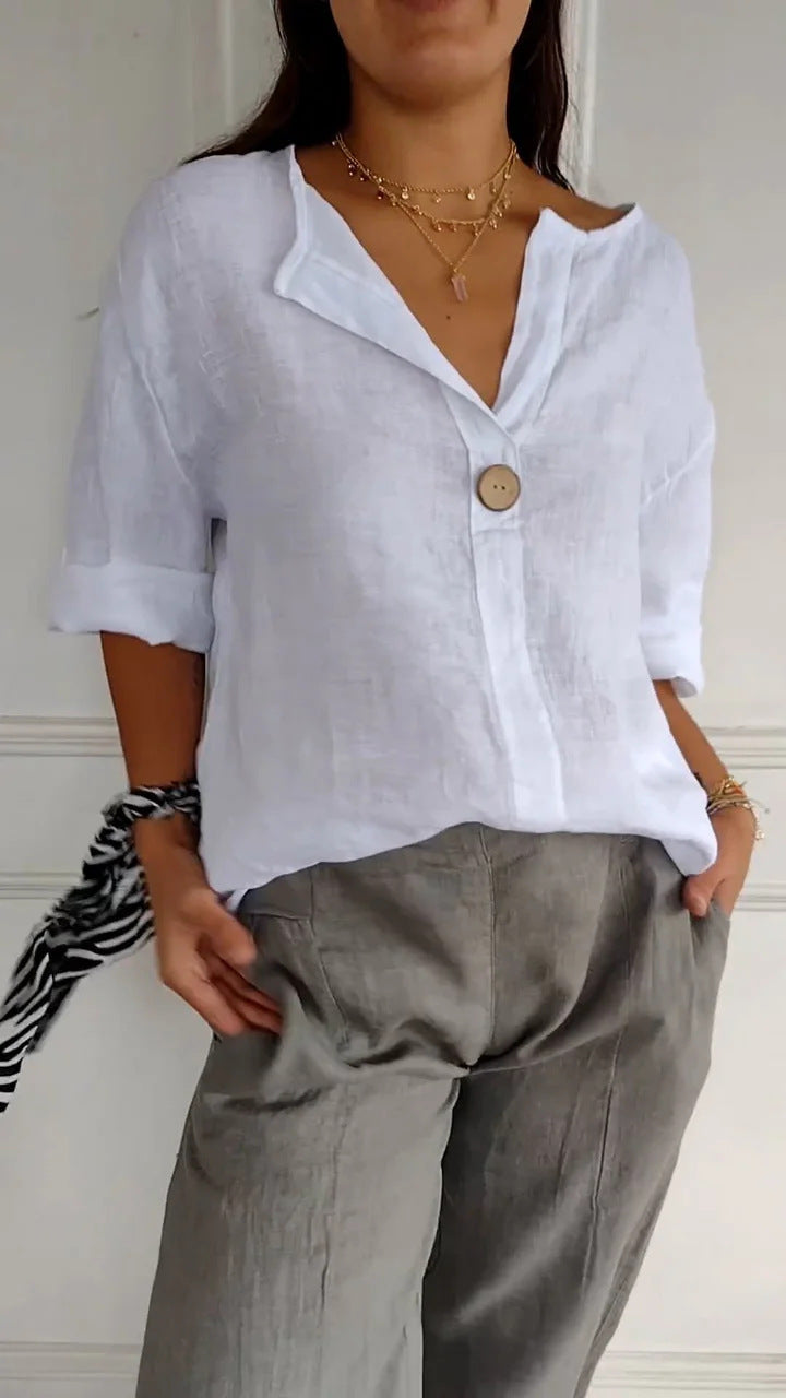 V-neck Long-sleeved T-shirt