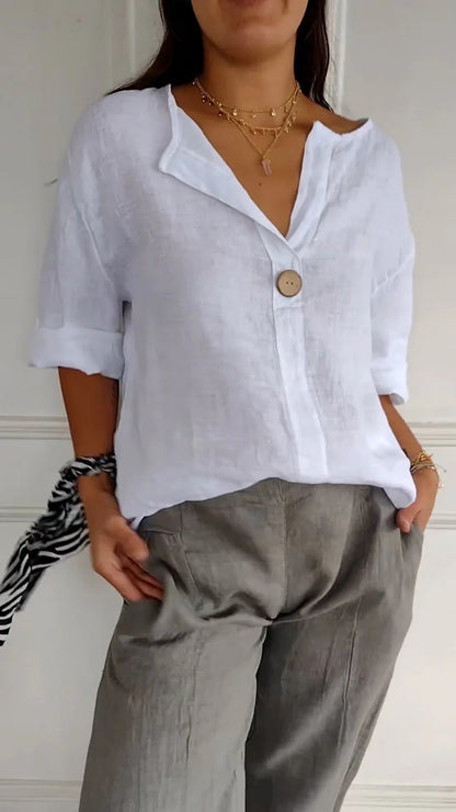 V-neck Long-sleeved T-shirt