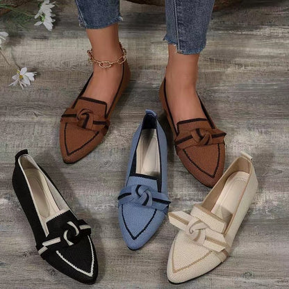Fashion Pointed Toe Bow Flat Shoes