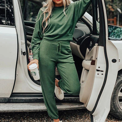 Crew Neck T-shirt Trousers Set Casual