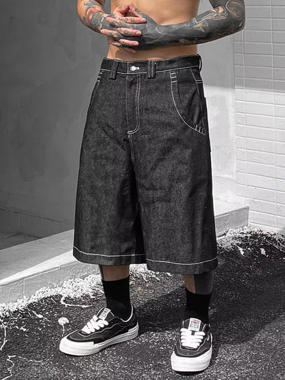 Mens Denim Shorts In The American West Coast Style