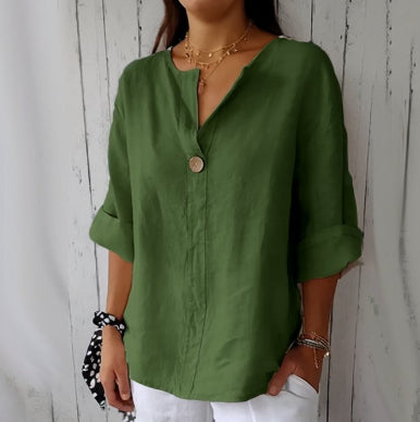 V-neck Long-sleeved T-shirt