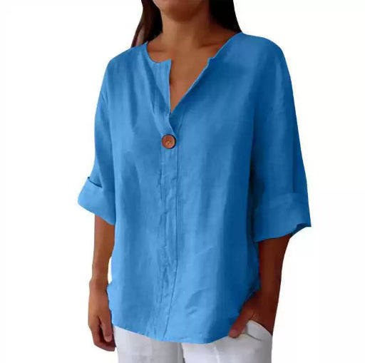 V-neck Long-sleeved T-shirt