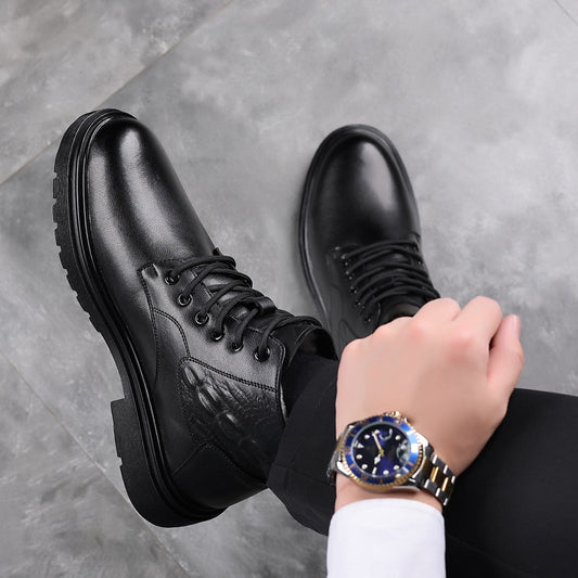 Warm Leather Wool High-top Booties