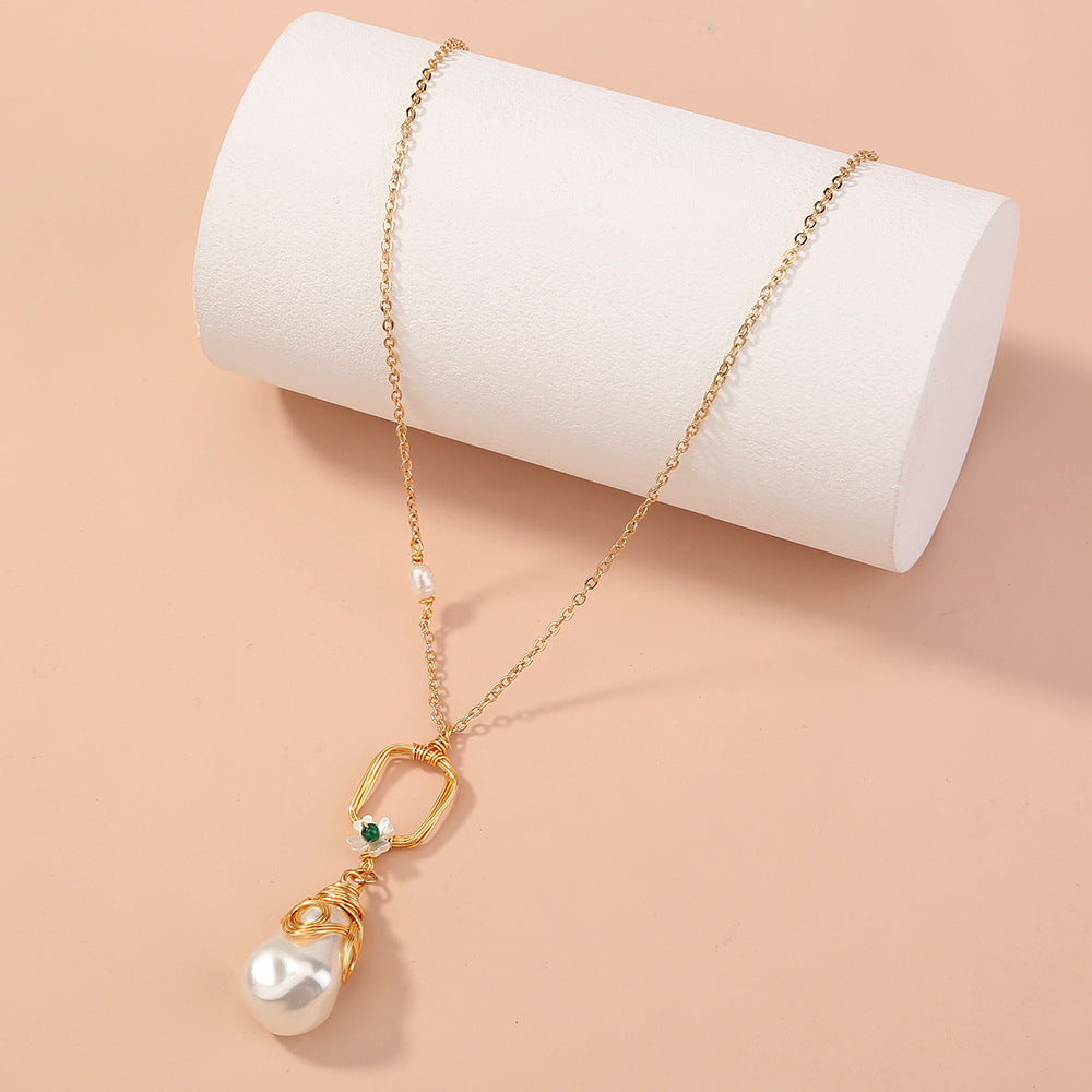 Women's Pearl Earrings Pendant Necklace