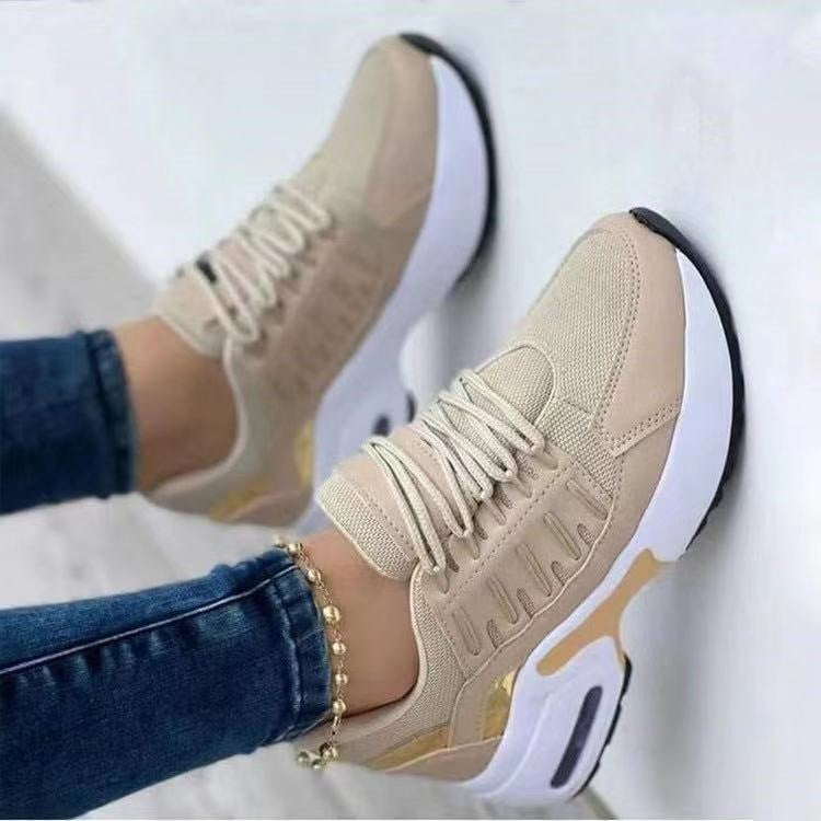 Lace Up Sneakers Women Wedge Heel
