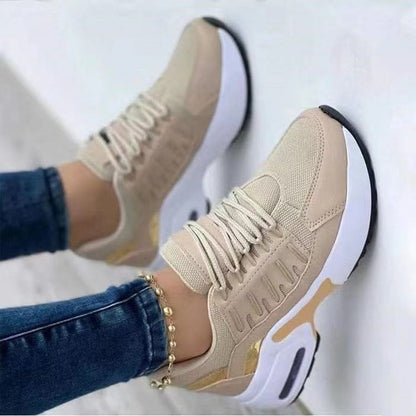 Lace Up Sneakers Women Wedge Heel