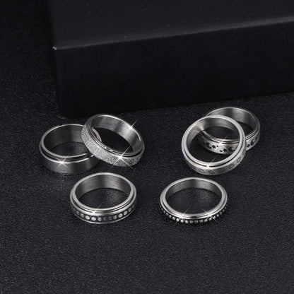 Stainless Steel Rotatable Spinner Ring Moon