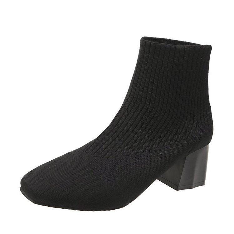 Thick Heel Flying Knit