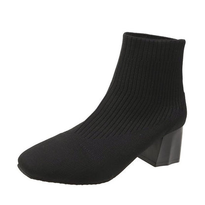 Thick Heel Flying Knit