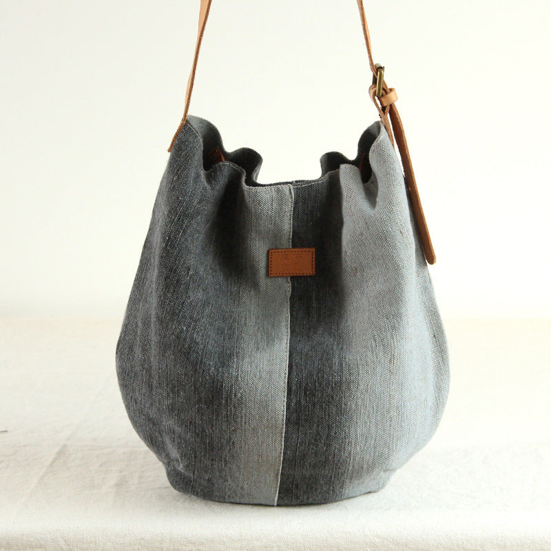 Cotton And Linen Bag Large Capacity Inclined