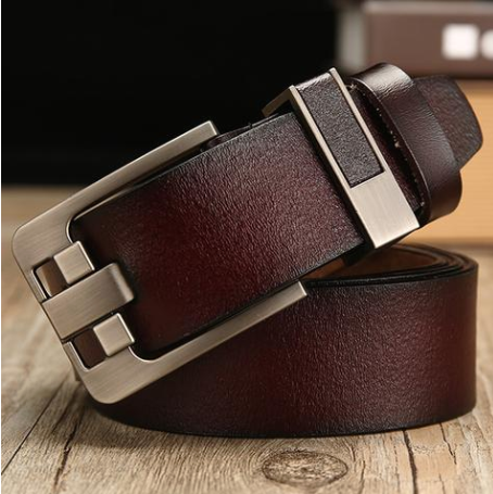 Leather belt men's pin buckle