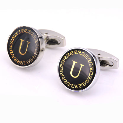 Round letter French cufflinks 26 letter cuffs