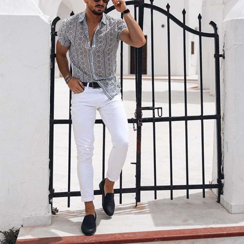 Men's short sleeve printed shirt