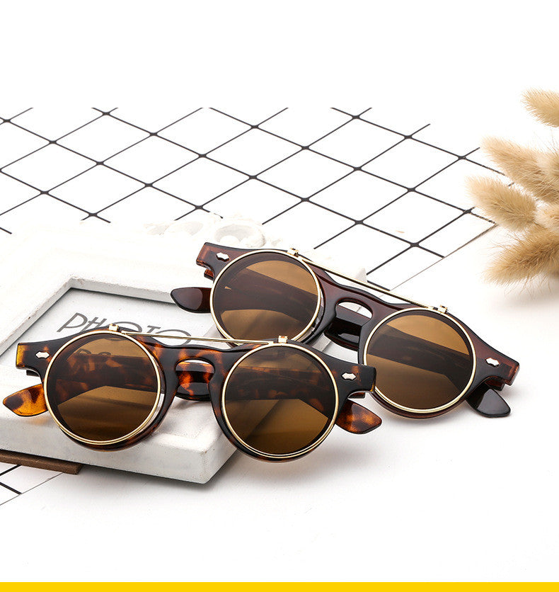 Sunglasses Brand Designer Retro Round Steampunk