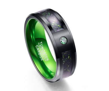 Matte Green Zircon Men Ring