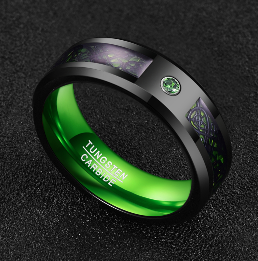Matte Green Zircon Men Ring