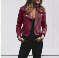 Lapel And Diagonal Zipper Short
