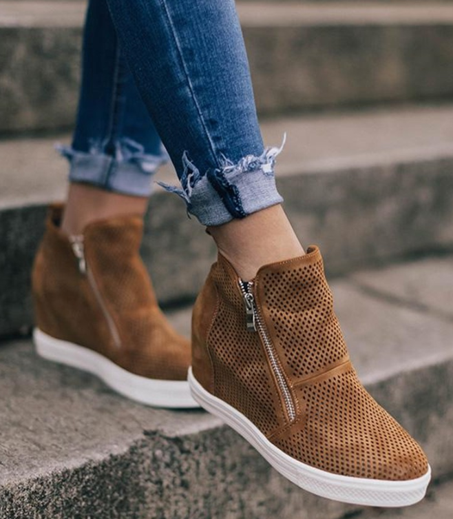Casual shoes round toe hollow