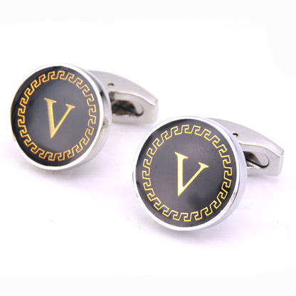 Round letter French cufflinks 26 letter cuffs