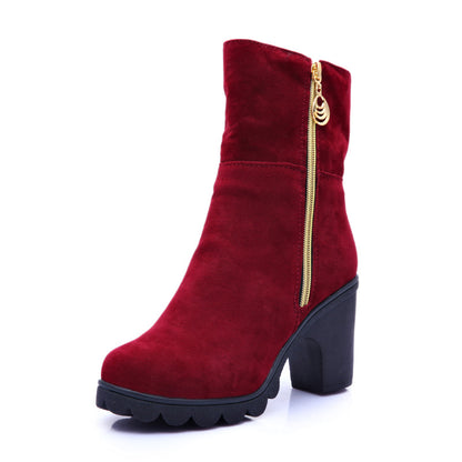 Side Zip Mid-tube Non-slip Thick Heel Snow Boots