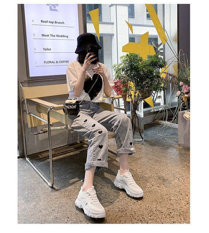 Daddy Shoes Women'S New Year Spring And Autumn Thick Bottom Summer Breathable Mesh Small White Shoes Ins Single Shoes