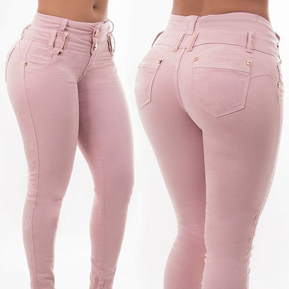 New Stretchy Blue Tassel Ripped Jeans Women Fashion Casual Denim Pants Trousers For Women Pencil Skinny High Waisted Jeans
