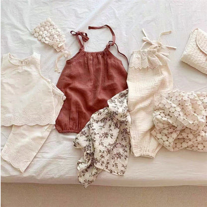 Sling Baby Romper Girl Lace Korean Style Sling Jumpsuit
