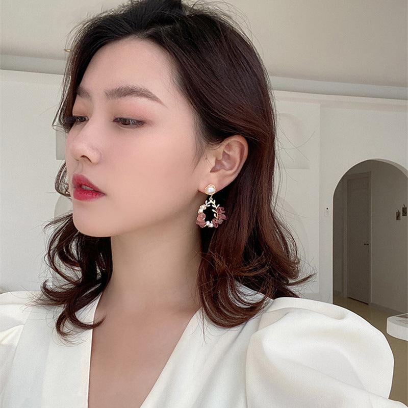 Pearl Earrings, Leaf Earrings