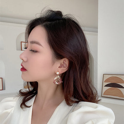 Pearl Earrings, Leaf Earrings